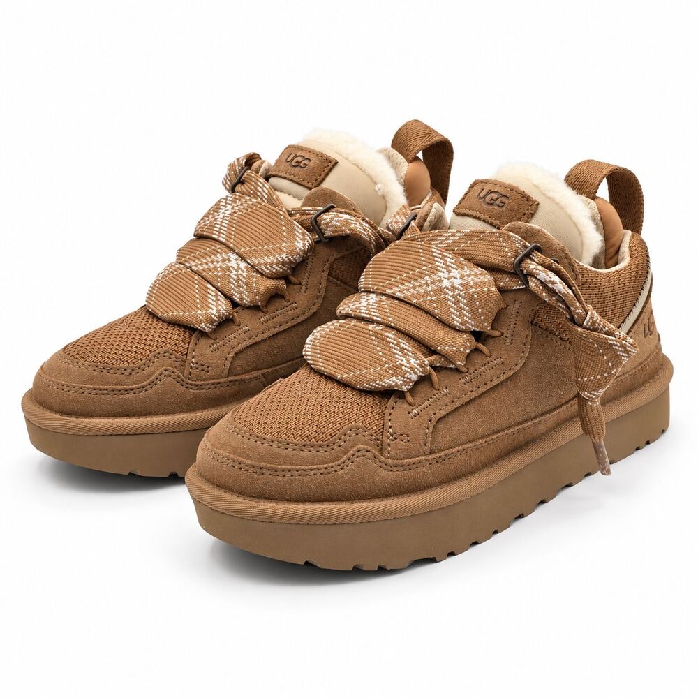 UGG Lowmel Sneakers Womens 6 Chestnut Suede Mesh Padded Lace Up Shoes 1144032 - Picture 3 of 8